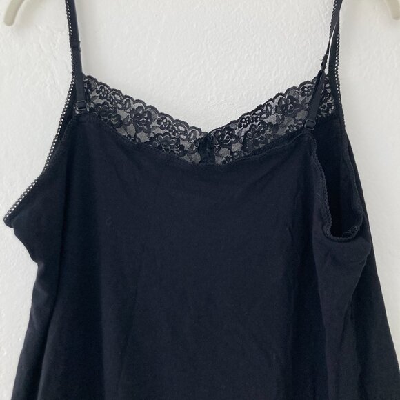 ELLE Black Lace Trim Tank Top Y2K Whimsigoth 90s XL Bella Swan Elena Gilbert - Picture 5 of 10